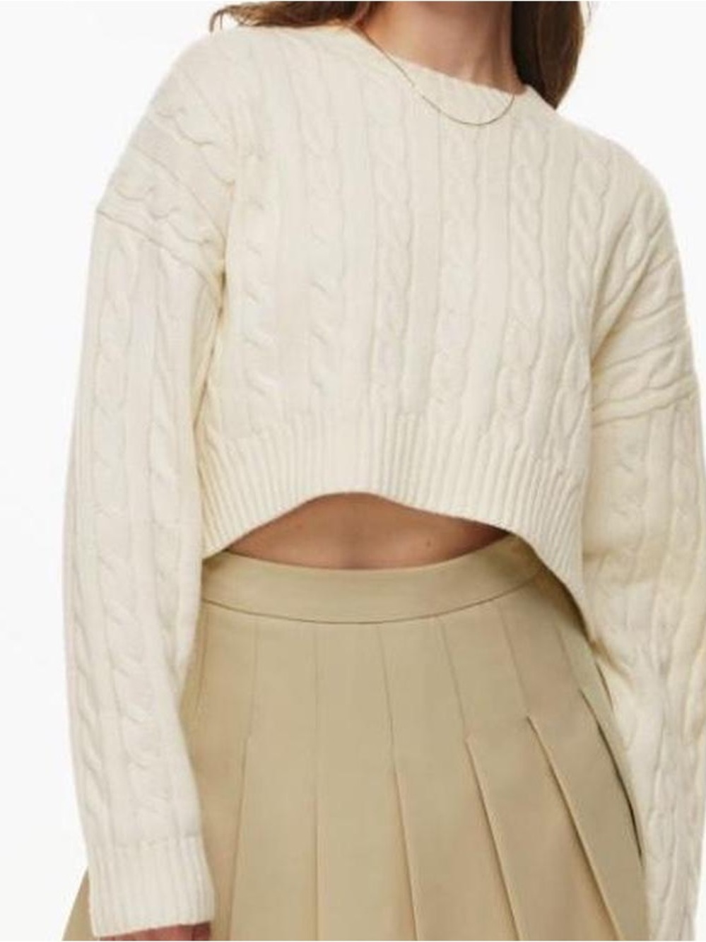 Sunday Best Peggy Cropped Cable-Knit Sweater - Cream